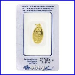 2.5 gram Gold PAMP Suisse Lady Fortuna Oval Pendant. 9999 Fine (In Assay)