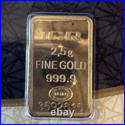 2.5 gram IGR 999.9 Fine Gold Bar With Assay Certificate #3592615