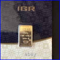 2.5 gram IGR 999.9 Fine Gold Bar With Assay Certificate #3592615