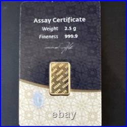2.5 gram IGR 999.9 Fine Gold Bar With Assay Certificate #3592615