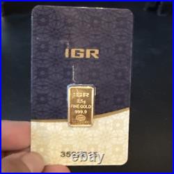 2.5 gram IGR 999.9 Fine Gold Bar With Assay Certificate #3592615