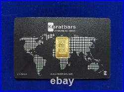 2.5 gram KARATBARS Gold Bullion. 999 Fine Gold bar 24K CERITIFIED & VERIFIED