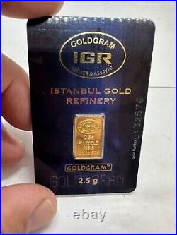 2.5 gram from IGR Gold Bar Istanbul Gold Refinery Blue Assay Fineness 999.9