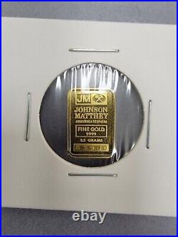 2.5 grams Gold Bar JM Johnson Matthey 9999 Fine