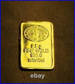2.5g Gold Bar IGR Istanbul Turkey. 995 Fine In Assay WithSerial # rare older bar