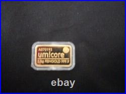 2.5g Gold Bar UMICORE Feingold 999.9 Fine Gold