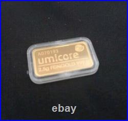 2.5g Gold Bar UMICORE Feingold 999.9 Fine Gold