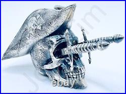 2.7 oz Hand Poured 999 Fine Silver Bar Dagger Pirate Skull by The Gold Spartan