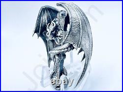 2.8 oz Hand Poured. 999+ Fine Silver Bar Statue Dragon Cross By Gold Spartan