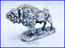 2.8 oz Hand Poured Silver Bar. 999+ Fine Statue Silver Buffalo By Gold Spartan