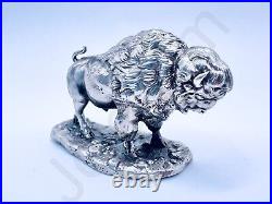 2.8 oz Hand Poured Silver Bar. 999+ Fine Statue Silver Buffalo By Gold Spartan