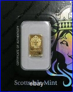 2 Gram. 9999 Fine Gold Bar Scottsdale Mint Certi-Lock Card