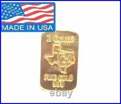 2 Gram Gold Or Oro Bar Lingot Barra 24k Tgr Bullion 9999 Fine N. American Assay