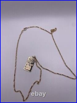 2 Gram usa ingot fine gold 583.33 Bar Pendant necklace 5.1 grams