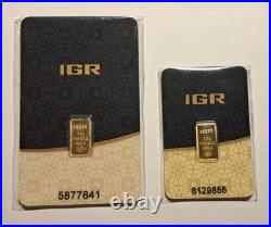 2 Igr. 5 Gram. 9999 Fine Gold Bars In Assay Cards 1/2 G Each Sealed