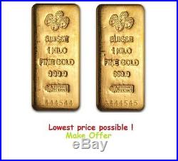 2 Kilo (PAIR) Pamp Suisse Gold Bar. 9999 Fine AVAILABLE to ship