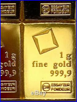 (2) Valcambi Suisse Gold 1 Gram Bar 24KT. 9999 Fine From Sealed Sheet! 2 Bars