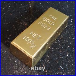 2 brass Fake fine GOLD bullion Bar paper weight 6 heavy polished 999.9 Hollow B