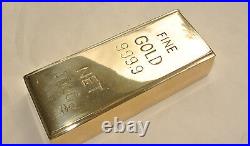 2 brass Fake fine GOLD bullion Bar paper weight 6 heavy polished 999.9 Hollow B