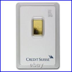 2 gram Credit Suisse Statue of Liberty. 9999 Fine Gold Bar In Assay Card