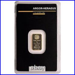 2 gram Gold Bar Argor Heraeus 999.9 Fine in Assay