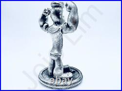 3.1 oz Hand Poured Silver Bar Statue. 999 Fine Popeye The Sailor -Gold Spartan