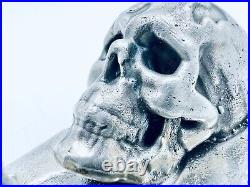 3.2 oz Hand Poured. 999+ Fine Silver Bar Dripping Skull by The Gold Spartan