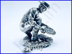 3.2 oz Hand Poured Silver Bar. 999+ Fine 3D Statue Prospector by Gold Spartan