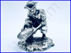 3.2 oz Hand Poured Silver Bar. 999+ Fine 3D Statue Prospector by Gold Spartan