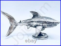 3.3 oz Hand Poured 999+ Fine Silver Bar Statue Shark by The Gold Spartan