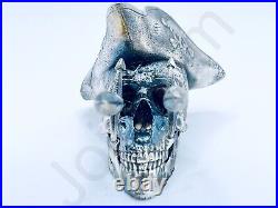 3 oz Hand Poured. 999+ Fine Silver Bar Dagger Pirate Skull by The Gold Spartan