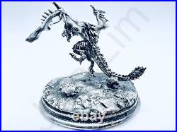 3 oz Hand Poured. 999+ Fine Silver Bar Statue Dragon Casted by Gold Spartan