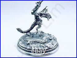 3 oz Hand Poured. 999+ Fine Silver Bar Statue Dragon Casted by Gold Spartan