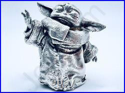 3 oz Hand Poured Silver Bar 999 Fine Grogu Using Force Star Wars -Gold Spartan