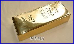 3 pieces BRASS Fake fine GOLD bullion Bar paper weight 6 heavy polished 999.9B