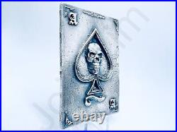 4.7 oz Hand Poured. 999+ Fine Silver Bar Ace of Spades By The Gold Spartan