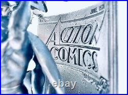 4.9oz Hand Poured Silver Bar 999 Fine 3D Superman Action Comics #1 -Gold Spartan