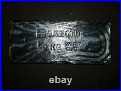500g Silver Bullion bar Suisse Gold 999 fine1/2 KG no. 0004 Very Rare silberbar