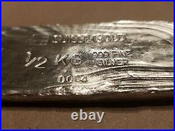 500g Silver Bullion bar Suisse Gold 999 fine1/2 KG no. 0004 Very Rare silberbar