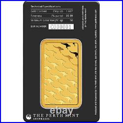 50 Gram Perth Mint Gold Bar. 9999 fine (New with Assay)
