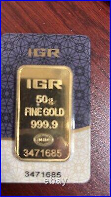 50 gram Gold Bar 1GR Refinery 999.9 Fine in Sealed Assay