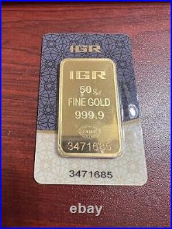 50 gram Gold Bar 1GR Refinery 999.9 Fine in Sealed Assay