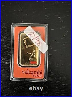 50 gram Gold Bar Valcambi Suisse 999.9 Fine in Sealed Assay