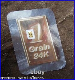 5 1 Grain Gr. 24k Pure 999.9 Fine Certified Gold Bar Bullion Grand Slam Set