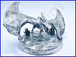 5.2 oz Hand Poured Silver Bar 999 Fine 3D Pterodactyl Dinosaur by Gold Spartan