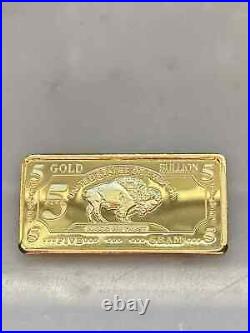 5 Gram 100 Millls Gold Buffalo Bullion Bars. 999 Fine