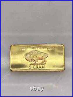 5 Gram 100 Millls Gold Buffalo Bullion Bars. 999 Fine