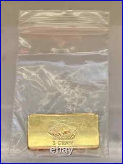 5 Gram 100 Millls Gold Buffalo Bullion Bars. 999 Fine