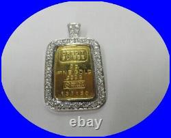 5 Gram 24K. 9999 Fine Gold Credit Suisse Bar with 14KT DIAMOND BEZEL