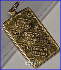 5 Gram. 9999 Fine Gold Credit Suisse Fine Gold Pendant Bar in 14K Bezel 5g Bar